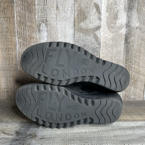 Womens Fly London Yago Black Leather Zip Wedge Ankle Boots Booties Size EU 40 - Picture 8 of 9